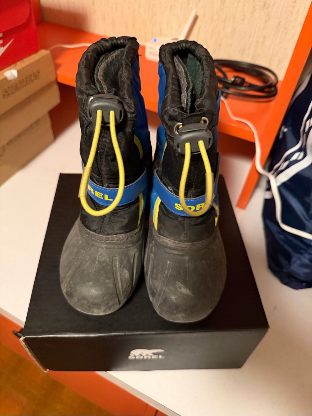 Sorel Kids Black, Blue & Yellow Snow Boots